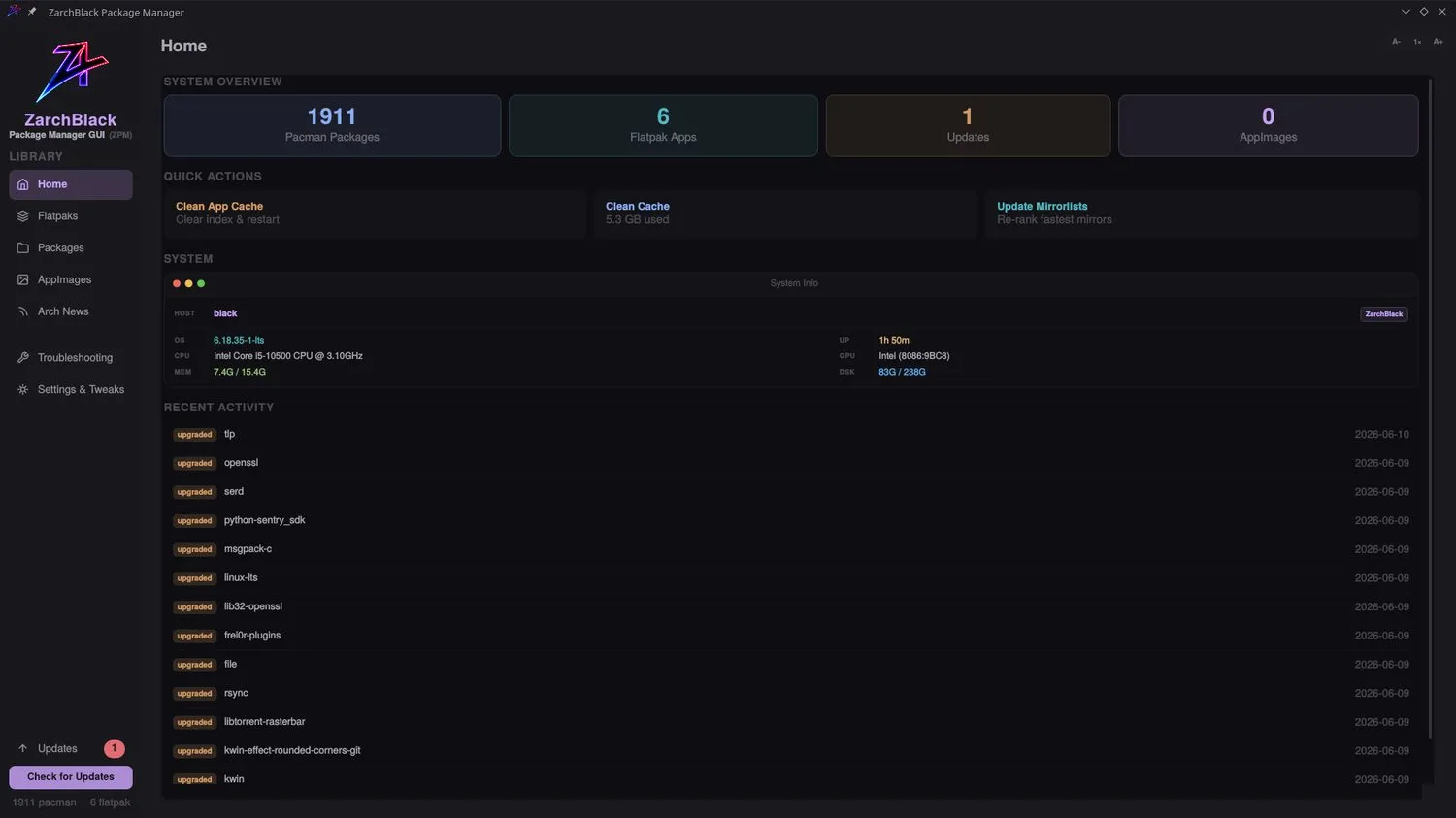ZPackageManager screenshot